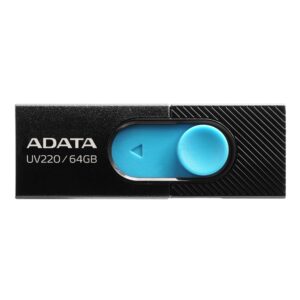 MEMORIA USB ADATA 64GB 2.0 RETRACTIL UV220 NEGRO AZUL AUV22 AUV220 64G RBKBL