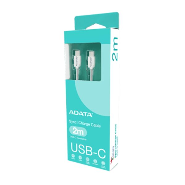 CABLE ADATA TIPO C A TIPO C 200 CM TRENZADO CON FIBRA DE NYLON BLANCO CACC200PNWH - Imagen 4