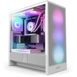 GAB NZXT H5 FLOW RGB WHITE ATX CRISTAL TEMPLADO, 1 USB 3.2, 1 USB TIPO C 3.2.