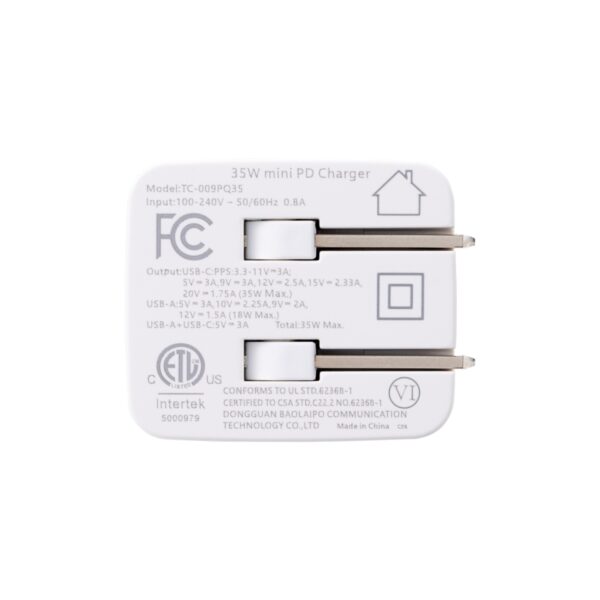CARGADOR ADATA GAN USB 35W 100 A 240V BLANCO CHARGERU 0352 QCPDWH - Imagen 3