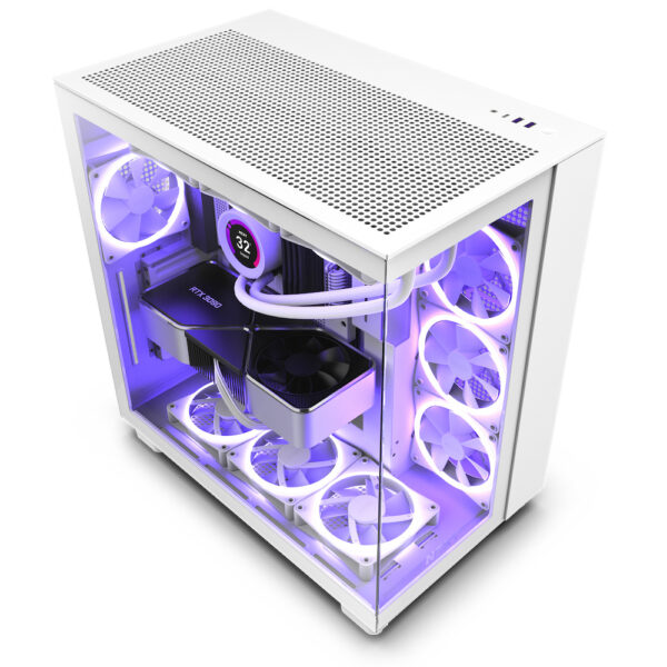 GAB NZXT H9 FLOW WHITE ATX CRISTAL TEMPLADO 2 USB TIPO A, 1 TIPO C 3.2