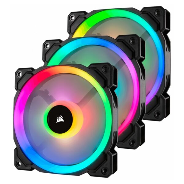 VENTILADOR GABINETE CORSAIR (CO-9050072-WW) LL120RGB,LUZ DUAL,120MM PWM,3*FAN,NODE INCLUIDO,NEGRO