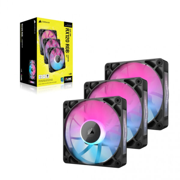 VENTILADOR P/GABINETE CORSAIR (CO-9051018-WW) ICUE LINK RX120 RGB,3 FAN,120MM,NEGRO - Imagen 2