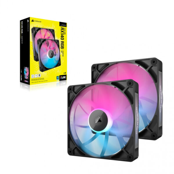 VENTILADOR P/GABINETE CORSAIR (CO-9051020-WW) ICUE LINK RX140 RGB,2 FAN,140MM,NEGRO - Imagen 3