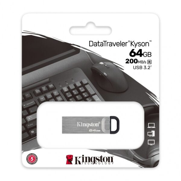 MEMORIA USB KINGSTON (DTKN/64GB) 64GB DATA TRAVELER KYSON, PLATA USB 3.2 - Imagen 3