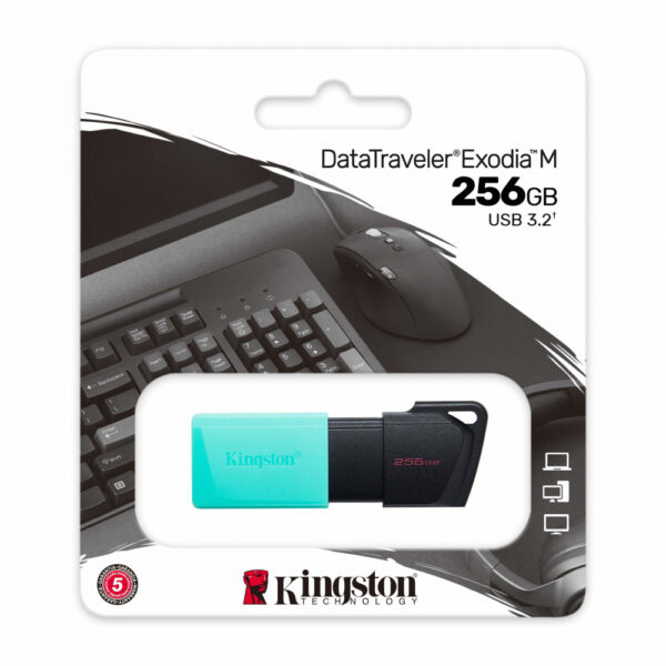 MEMORIA USB KINGSTON (DTXM/256GB) 256GB, DATA TRAVELER EXODIA M, PLASTICA, TURQUESA, USB 3.2 - Imagen 2