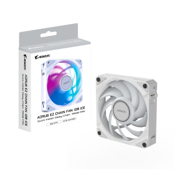 VENTILADOR AOURS EZ CHAIN FAN 120 ICE 1x120MM ARGB FAN 60CFM BLANCO GP ECFAN1201 ICE - Imagen 7