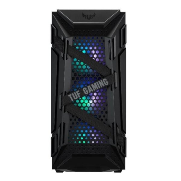 GABINETE ASUS (GT301/BLK/ARGB FAN//) NEGRO,RGB 120MM FANS*3,120MM FAN,VIDRIO TEMPLADO,MT,S/FUENTE