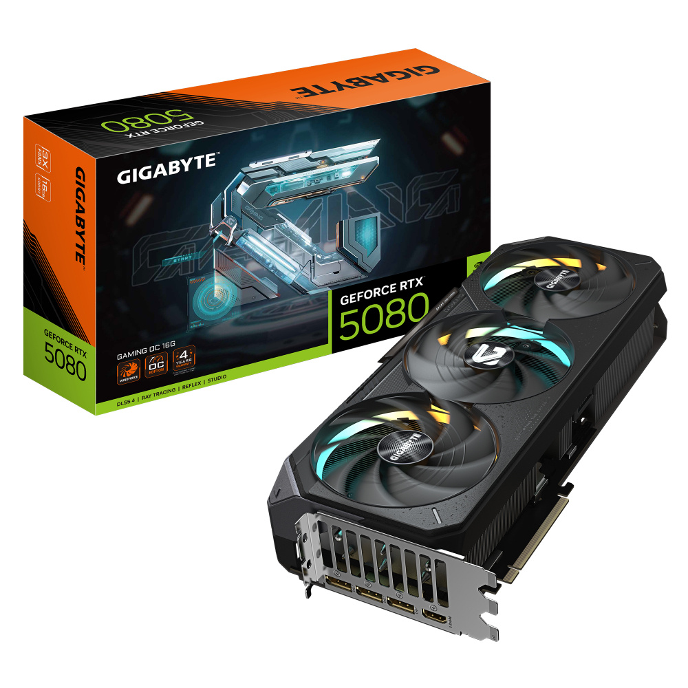 TARJETA DE VIDEO GIGABYTE (GV-N5080GAMING OC-16GD) RTX 5080, 16GB GDDR7, PCIE 5.0, HDMI, 3*DP, 3 FAN