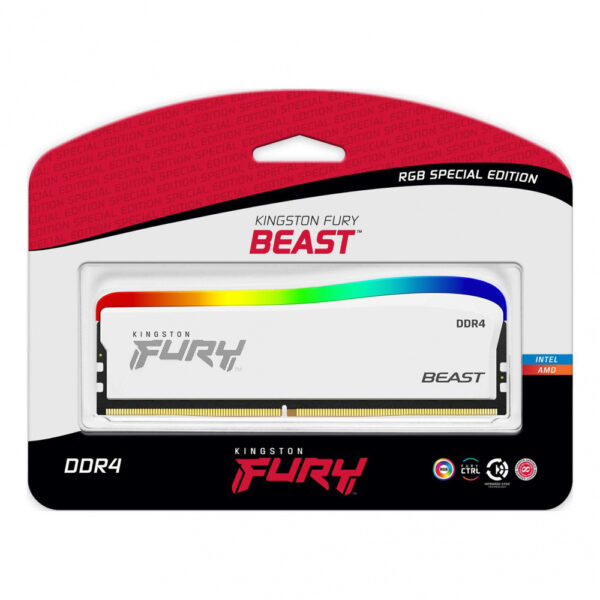 MEMORIA RAM DIMM KINGSTON FURY BEAST 8GB DDR4 3200MHZ CL16 BLANCO RGB  KF432C16BWA 8 - Imagen 3