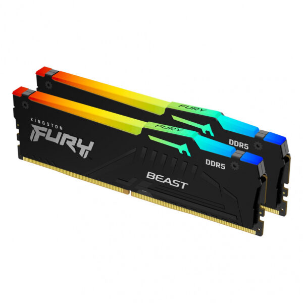 MEMORIA RAM DIMM KINGSTON FURY BEAST NEGRO RGB KIT 2X16GB 32GB DDR5 5600MHZ CL40 KF556C40BBAK2 32