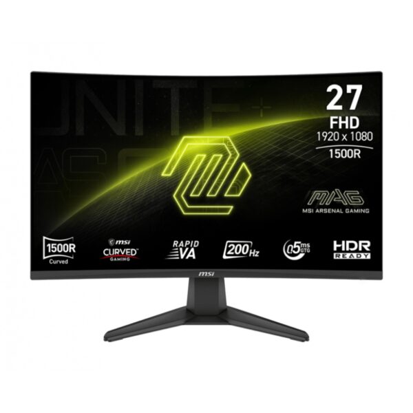 MONITOR LED MSI 27" (MAG 276CF E20) 1920X1080 FULL HD, CURVO, 200HZ, 0.5MS, HDMI, DP, PANELRAPID VA