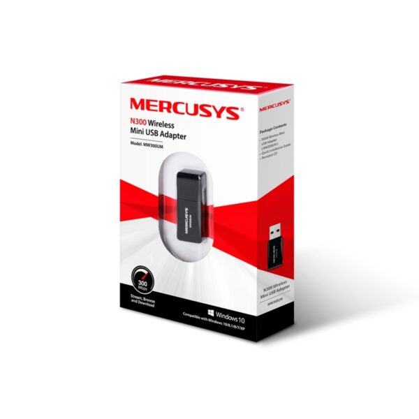ADAPTADOR DE RED INALAMBRICO MERCUSYS (MW300UM) N300, MINI USB, 300MBPS, 2.4GHZ, COMPARTE WIFI - Imagen 3