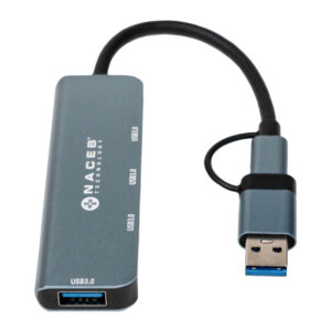 ADAPTADOR NACEB (NA-0126) HUB,CONVERTIDOR TIPO C,4*USB 3.0,1*USB A