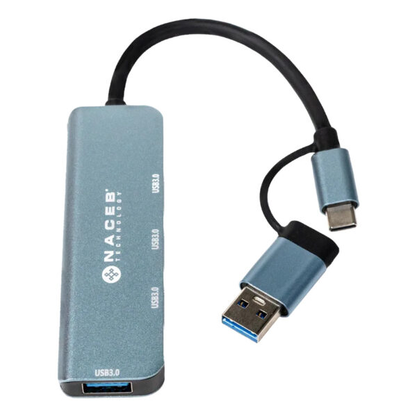 ADAPTADOR NACEB (NA-0126) HUB,CONVERTIDOR TIPO C,4*USB 3.0,1*USB A - Imagen 2