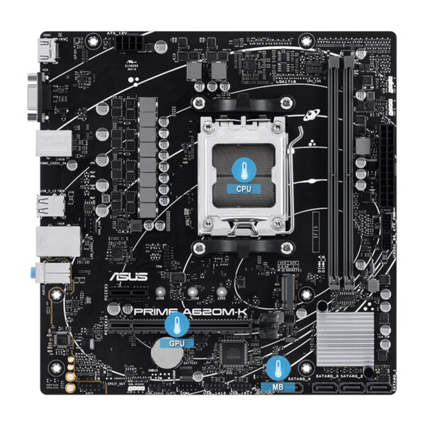 MOTHERBOARD ASUS (PRIME A620M-K) SOCKET AM5,2**DDR5,HDMI,VGA,PCIE-4.0,M.2,MICRO ATX - Imagen 2