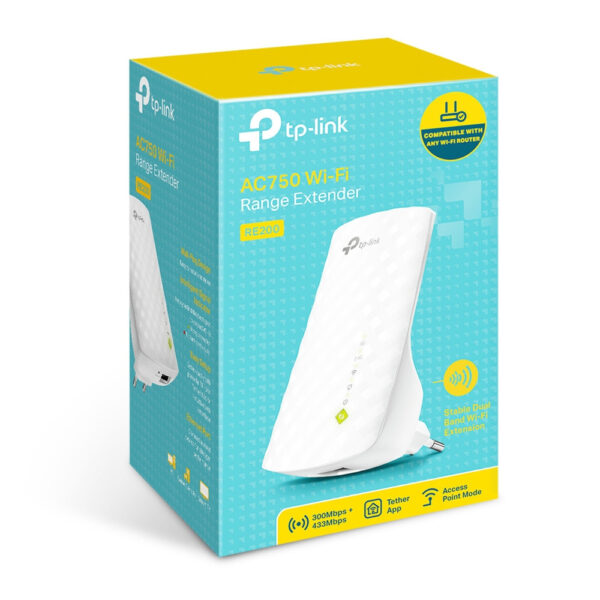 REPETIDOR TP-LINK (RE200) AC750, INALAMBRICO ,750MBPS, 1X RJ-45, DUAL 2.4/5GHZ, 3 ANTENAS INTERNAS - Imagen 5
