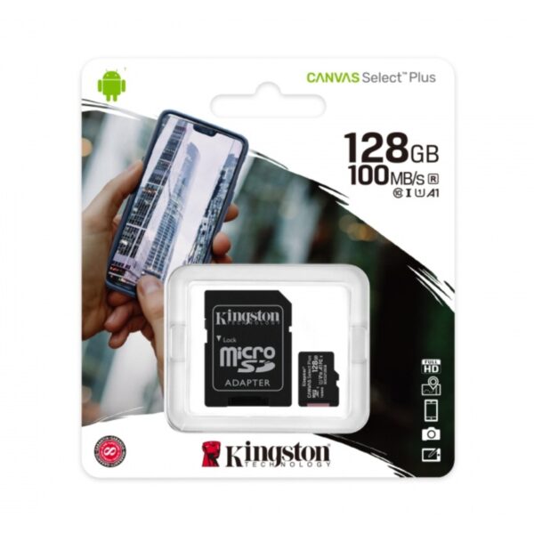 MEMORIA MICROSD SDXC KINGSTON 128GB (SDCS2/128GB) CANVAS SELECT PLUS, CLASE 10 C/ADAPTADOR - Imagen 3