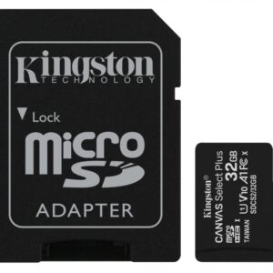 MEMORIA MICROSD SDHC KINGSTON 32GB (SDCS2/32GB) CANVAS SELECT PLUS, CLASE 10 C/ADAPTADOR