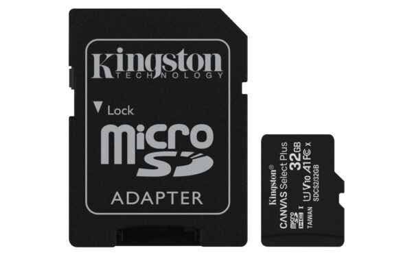 MEMORIA MICROSD SDHC KINGSTON 32GB (SDCS2/32GB) CANVAS SELECT PLUS, CLASE 10 C/ADAPTADOR