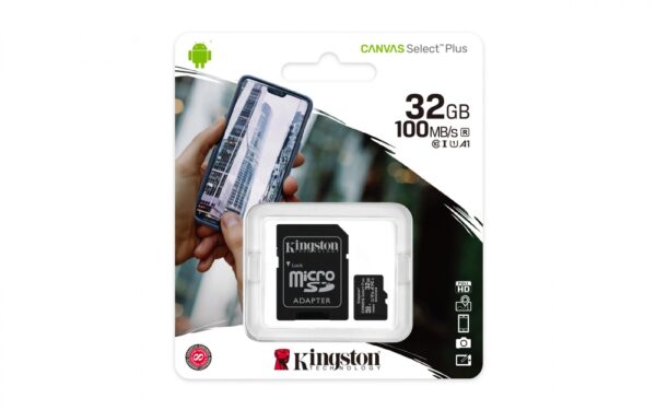 MEMORIA MICROSD SDHC KINGSTON 32GB (SDCS2/32GB) CANVAS SELECT PLUS, CLASE 10 C/ADAPTADOR - Imagen 2