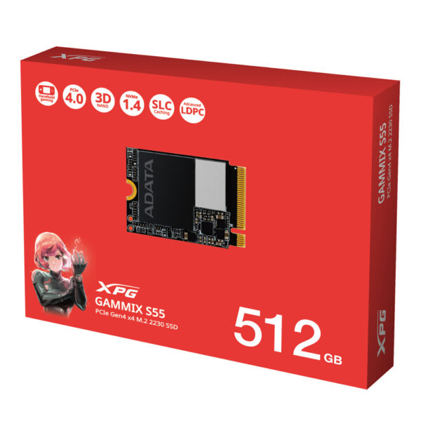 SSD INTERNO ADATA XPG GAMMIX S55 512GB M.2 2230 PCIE GEN4X4 5.000 Y 3.700 MBs SGAMMIXS55 512G C - Imagen 3