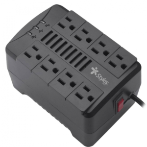 REGULADOR DE VOLTAJE STYLOS (STRE480B) RE480, 1000VA/480W, 8 CONTACTOS, NEGRO