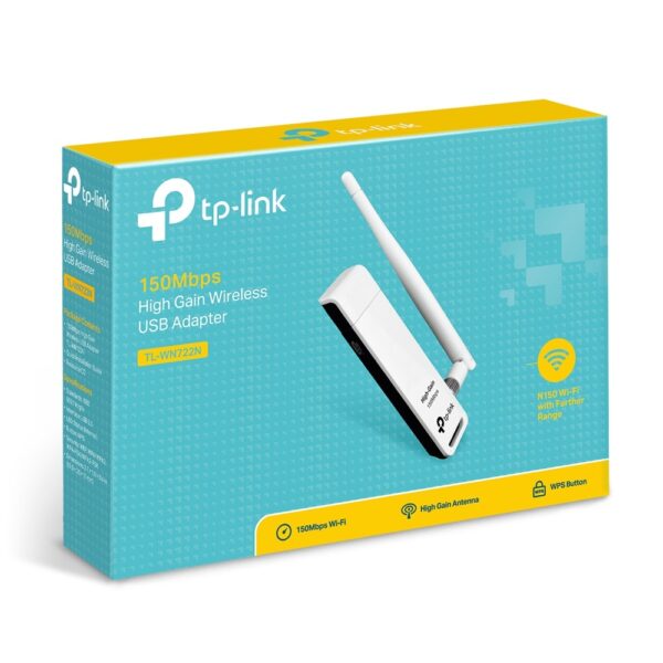 ADAPTADOR DE RED INALAMBRICO TP-LINK (TL-WN722N) USB, 150 MBPS, 2.4 - 2.4835GHZ, ANTENA DE 4 DBI - Imagen 4