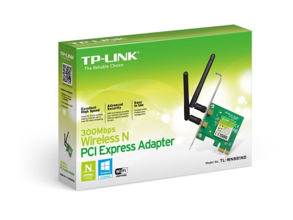 TARJETA DE RED TP-LINK (TL-WN881ND) PCI EXPRES,INALAMBRICO,300 MBPS,2.4GHZ,IEEE 802.11B/G/N,2 ANTENA - Imagen 2