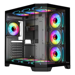 GABINETE XZEAL (XZGAXT1B) X-TRON,MICRO ATX,CRISTAL+METAL, 4*VENT ARGB,USB 3.0,SIN FUENTE,NEGRO