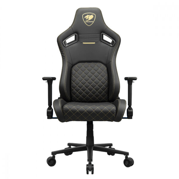 SILLA COUGAR DEFENSOR GOLD CUERO SINTETICO, SOPORTE LUMBAR PUSHBACK, BOLSILLO TRASERO, RECLINABLE BL - Imagen 2