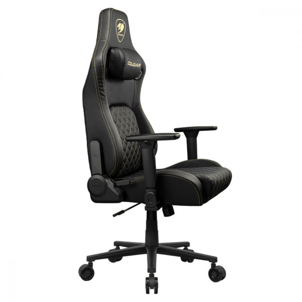 SILLA COUGAR DEFENSOR GOLD CUERO SINTETICO, SOPORTE LUMBAR PUSHBACK, BOLSILLO TRASERO, RECLINABLE BL - Imagen 6