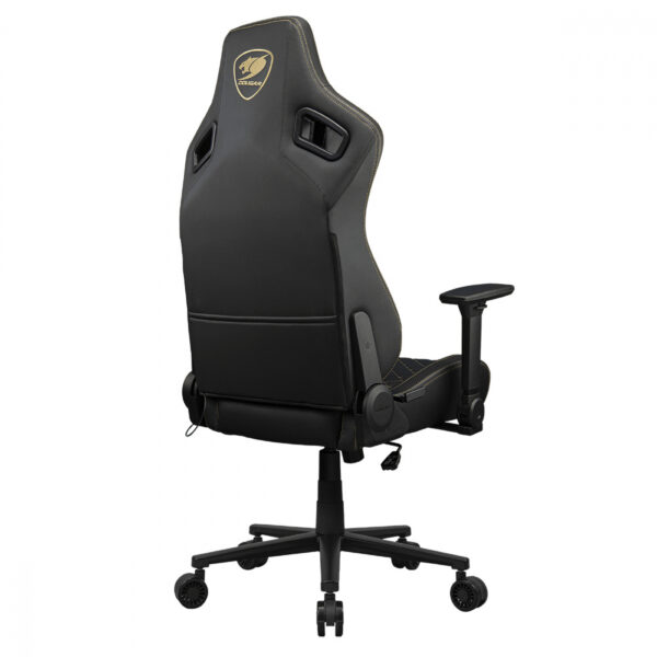 SILLA COUGAR DEFENSOR GOLD CUERO SINTETICO, SOPORTE LUMBAR PUSHBACK, BOLSILLO TRASERO, RECLINABLE BL - Imagen 8