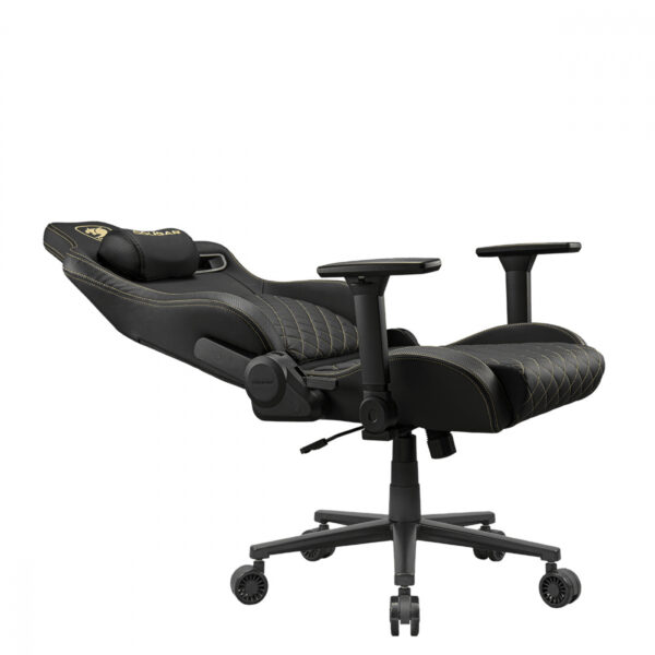 SILLA COUGAR DEFENSOR GOLD CUERO SINTETICO, SOPORTE LUMBAR PUSHBACK, BOLSILLO TRASERO, RECLINABLE BL - Imagen 9