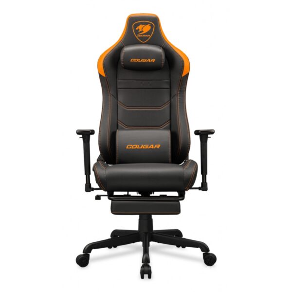 SILLA COUGAR ARMOR EVO S BLACK/ORANGE CUERO SINTETICO, COJIN LUMBAR REPOSAPIES 120KG