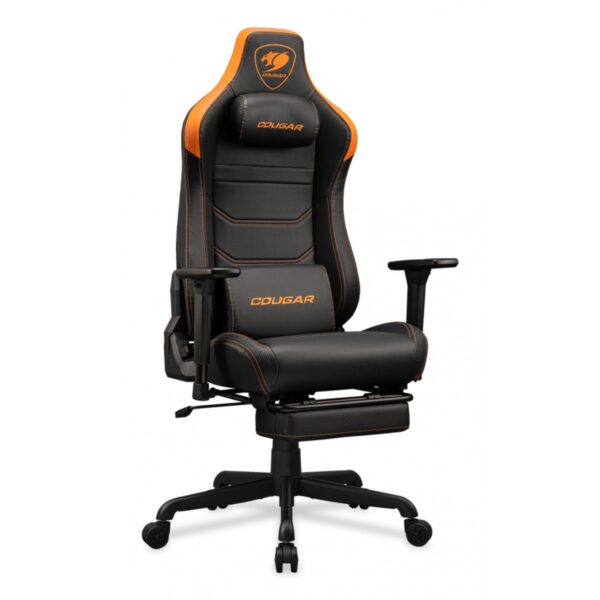 SILLA COUGAR ARMOR EVO S BLACK/ORANGE CUERO SINTETICO, COJIN LUMBAR REPOSAPIES 120KG - Imagen 2