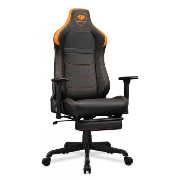 SILLA COUGAR ARMOR EVO S BLACK/ORANGE CUERO SINTETICO, COJIN LUMBAR REPOSAPIES 120KG - Imagen 4