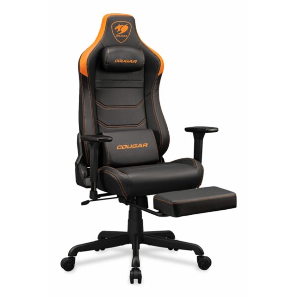 SILLA COUGAR ARMOR EVO S BLACK/ORANGE CUERO SINTETICO, COJIN LUMBAR REPOSAPIES 120KG - Imagen 3