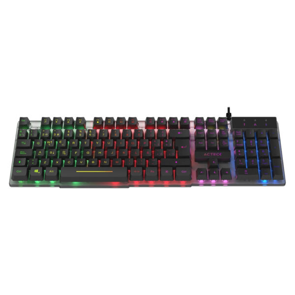 TECLADO ALAMBRICO ACTECK (AC-939195) AUREAN II TA220G, MEMBRANA, RGB, TRANSLUCIDO