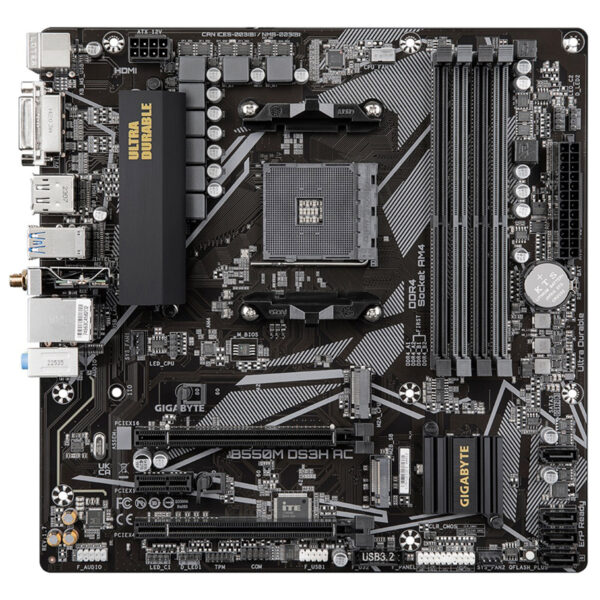 MOTHERBOARD GIGABYTE (B550M DS3H AC R2 1.0) ‎SOCKET AM4,4*DDR4 3200MHZ,HDMI,DP,WIFI,BT4.2,MICRO ATX - Imagen 2