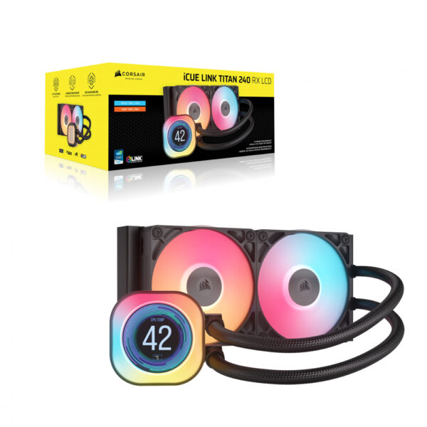 ENFRIAMIENTO LIQUIDO CORSAIR CPU iCUE LINK TITAN 240RX LCD 2FAN 240MM NEGRO CW 9061022 WW - Imagen 6