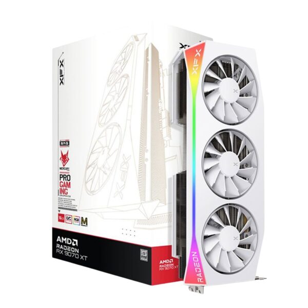 TARJETA DE VIDEO XFX (RX-97TMARGW9) MERCURY RX9070XT,16GB GDDR6,2570MHZ,3*DP,HDMI,MGNETIC AIR BLANCA