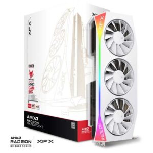 TARJETA DE VIDEO XFX (RX-97TRGBBW9) MERCURY RADEON RX 9070XT,16GB GDDR6,2570MHZ,3*DP,HDMI, BLANCA
