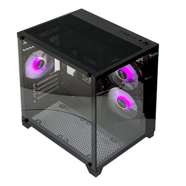 GABINETE XZEAL (XZGAMC2B)PANZER II CUBO CX12,MICRO ATX,CRISTAL,3*VENT RGB,1*USB 3.0,SIN FUENTE,NEGRO - Imagen 2