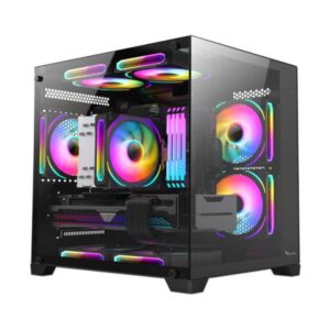 GABINETE XZEAL (XZGAMC2B)PANZER II CUBO CX12,MICRO ATX,CRISTAL,3*VENT RGB,1*USB 3.0,SIN FUENTE,NEGRO