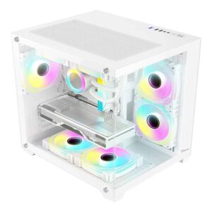 GABINETE XZEAL (XZGAMC2W)PANZER II CUBO CX12,MICRO ATX,CRISTAL,3*VENTRGB,1*USB 3.0,SIN FUENTE,BLANCO