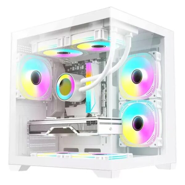 GABINETE XZEAL (XZGAMC2W)PANZER II CUBO CX12,MICRO ATX,CRISTAL,3*VENTRGB,1*USB 3.0,SIN FUENTE,BLANCO - Imagen 2