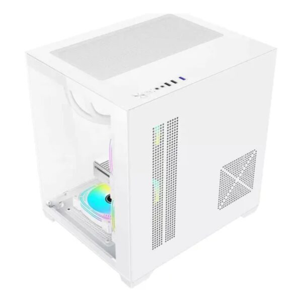 GABINETE XZEAL (XZGAMC2W)PANZER II CUBO CX12,MICRO ATX,CRISTAL,3*VENTRGB,1*USB 3.0,SIN FUENTE,BLANCO - Imagen 3