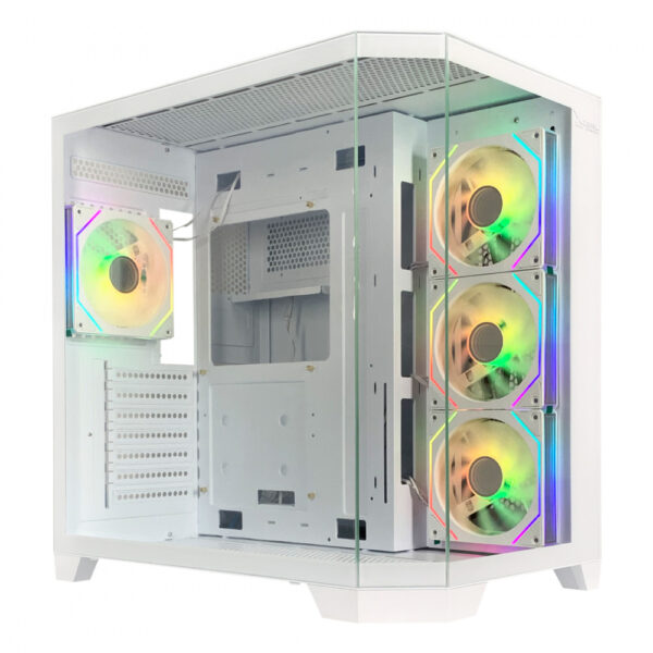 GABINETE XZEAL (XZGAXT1W) X-TRON,MICRO ATX,CRISTAL+METAL, 4*VENT ARGB,USB 3.0,SIN FUENTE,BLANCO