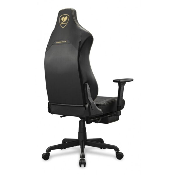 SILLA COUGAR ARMOR EVO S GOLD  BLACK REPOSA PIES RETRACTIL CUERO SINTETICO 120KG - Imagen 4